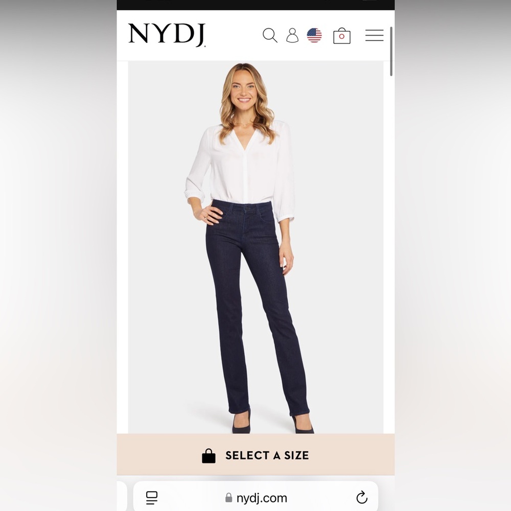 NYDJ size 10 dark Marilyn straight jeans BRAND NEW